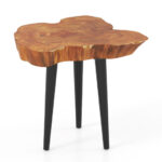 Irregular Teak Wood End Table with Mahogany Tapered Legs 10 Irregular Teak Wood End Table with Mahogany Tapered Legs
