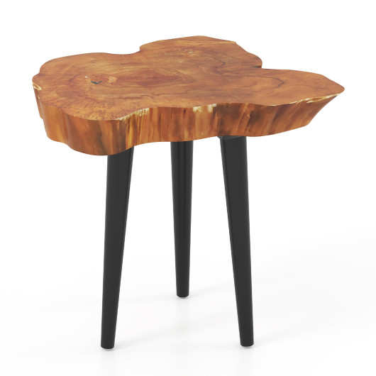 Irregular Teak Wood End Table with Mahogany Tapered Legs 3 Irregular Teak Wood End Table with Mahogany Tapered Legs - Image 3