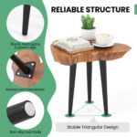 Irregular Teak Wood End Table with Mahogany Tapered Legs 14 Irregular Teak Wood End Table with Mahogany Tapered Legs