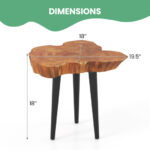 Irregular Teak Wood End Table with Mahogany Tapered Legs 12 Irregular Teak Wood End Table with Mahogany Tapered Legs
