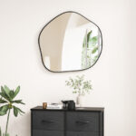Irregular Asymmetrical Wall Mirror with Metal Frame Black
