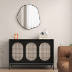 Irregular Asymmetrical Wall Mirror with Metal Frame Black