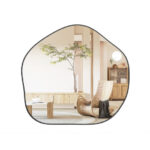Irregular Asymmetrical Wall Mirror with Metal Frame Black
