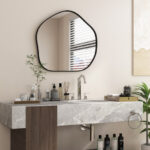 Irregular Asymmetrical Wall Mirror with Metal Frame Black