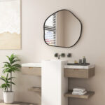 Irregular Asymmetrical Wall Mirror with Metal Frame Black