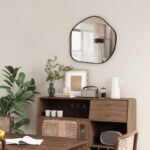 Irregular Asymmetrical Wall Mirror with Metal Frame Black