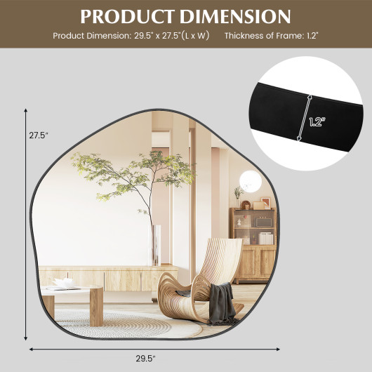 Irregular Asymmetrical Wall Mirror with Metal Frame Black - Image 4