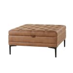 Irvin Camel Button-Tufted Lift Top Storage Ottoman with Metal Legs