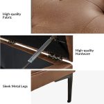 Irvin Camel Button-Tufted Lift Top Storage Ottoman with Metal Legs