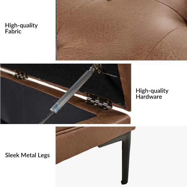 Irvin Camel Button Tufted Lift Top Storage Ottoman with Metal Legs 4
