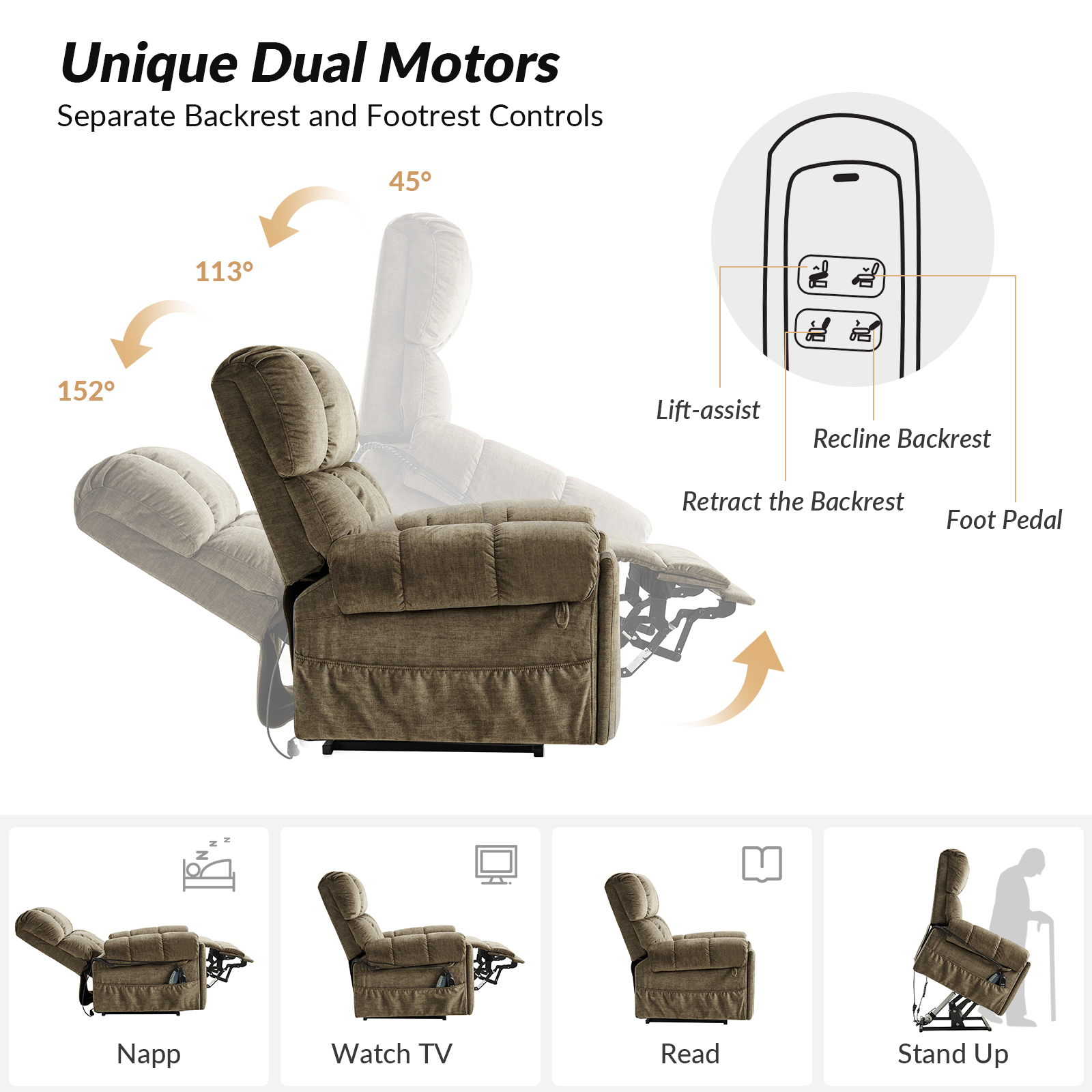Irving Brown Power Lift Recliner with Massage and Heat 3 Irving Brown Power Lift Recliner with Massage and Heat - Image 3