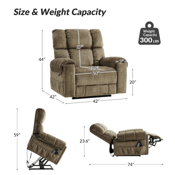 Irving Brown Power Lift Recliner with Massage and Heat 4