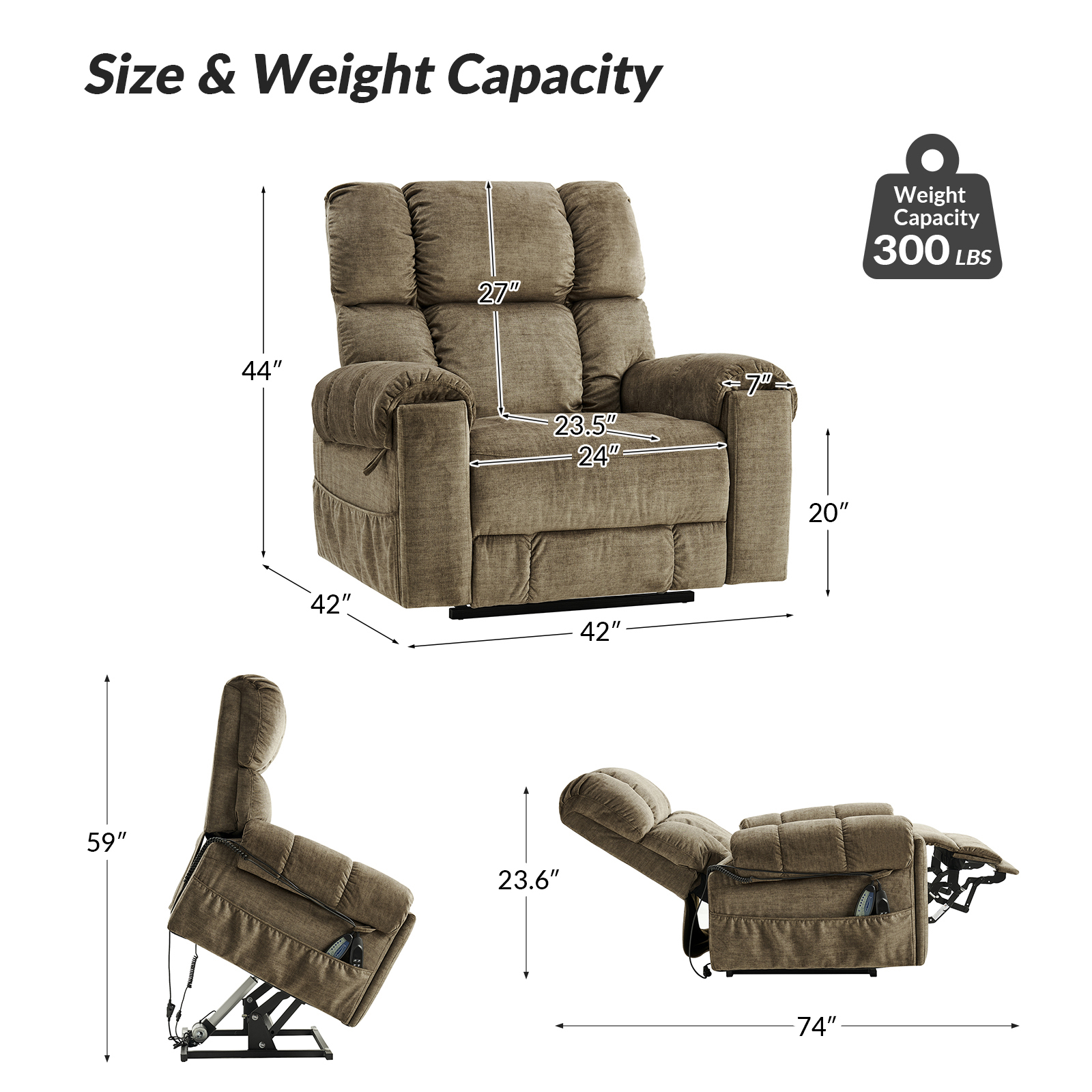 Irving Brown Power Lift Recliner with Massage and Heat 5 Irving Brown Power Lift Recliner with Massage and Heat - Image 5