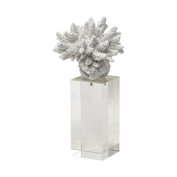Isla Large 5L x 5W White Replica Resin Coral On Clear White Glass