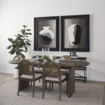 Isla Oval Dining Table w/Dark Brown Wood Top & Arched Legs