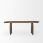Isla Oval Dining Table w/Dark Brown Wood Top & Arched Legs