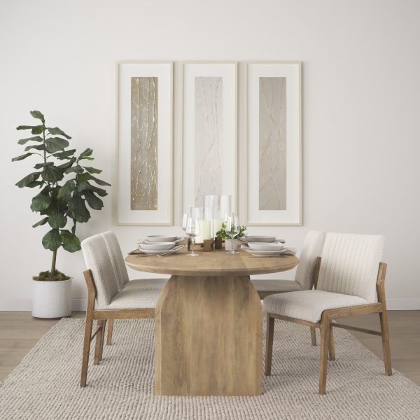 Isla Oval Dining Table wLight Brown Wood Top Arched Legs 1