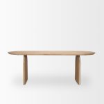 Isla Oval Dining Table w/Light Brown Wood Top & Arched Legs