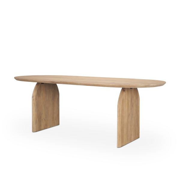 Isla Oval Dining Table wLight Brown Wood Top Arched Legs
