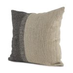 Isolde 20L x 20W Beige and Black Fabric Color Blocked Decorative Pillow Cover