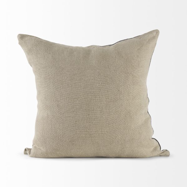 Isolde 20L x 20W Beige and Black Fabric Color Blocked Decorative Pillow Cover 4