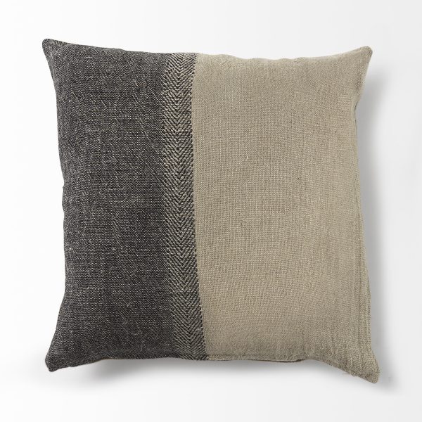 Isolde 20L x 20W Beige and Black Fabric Color Blocked Decorative Pillow Cover 5