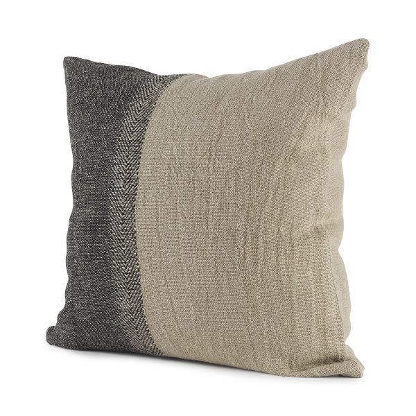 Isolde 20L x 20W Beige and Black Fabric Color Blocked Decorative Pillow Cover