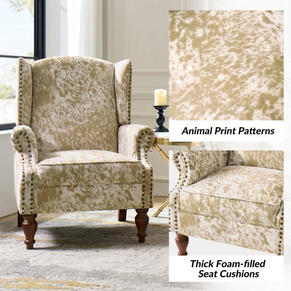 Ivan Cheetah Print Nailhead Trim Rolled Arm Accent Chair 2