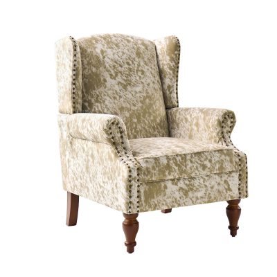 Ivan Cheetah Print Nailhead Trim Rolled Arm Accent Chair