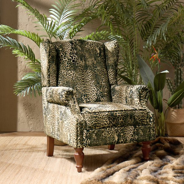 Ivan Leopard Print Nailhead Trim Rolled Arm Accent Chair 1