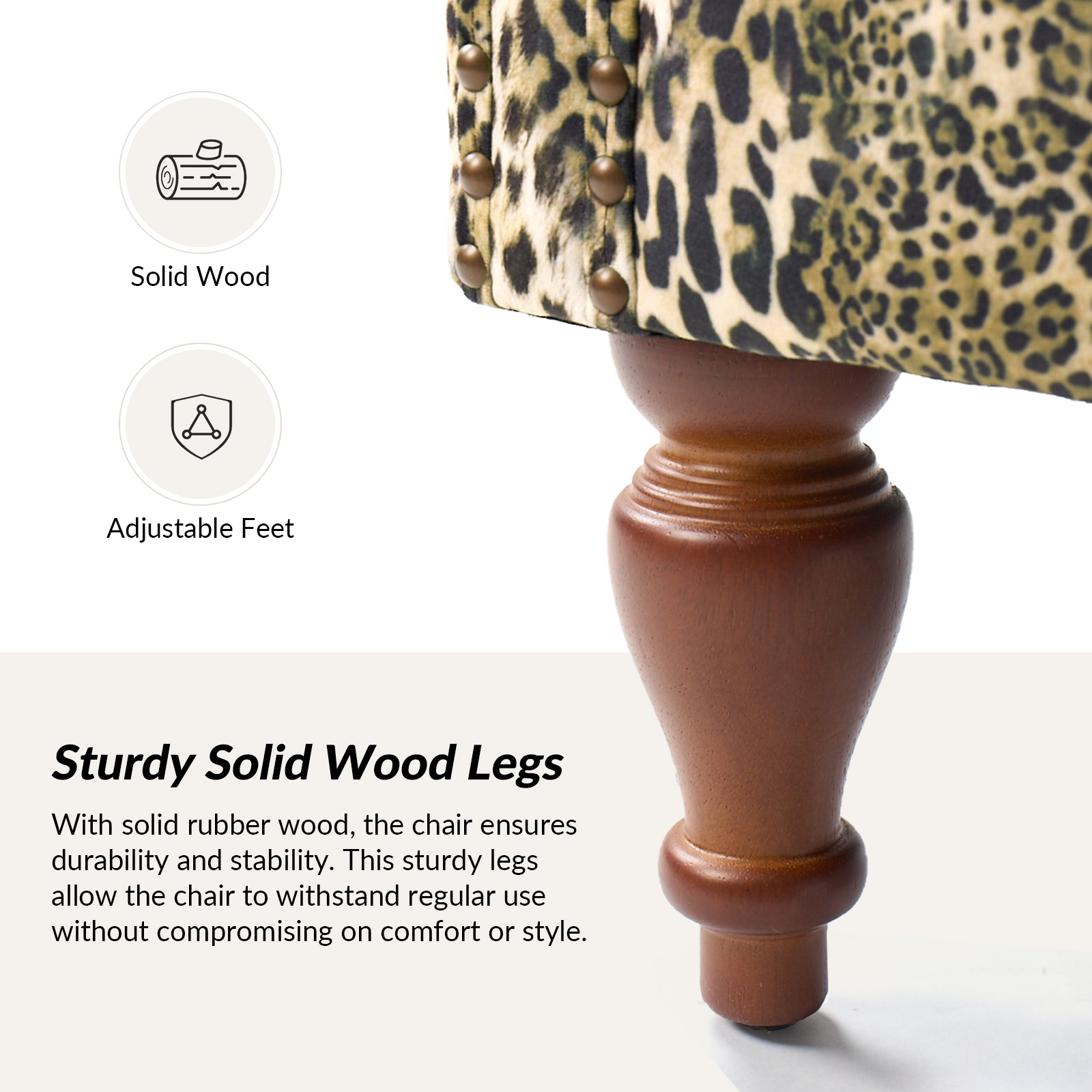 Ivan Leopard Print Nailhead Trim Rolled Arm Accent Chair 4 Ivan Leopard Print Nailhead Trim Rolled Arm Accent Chair - Image 4