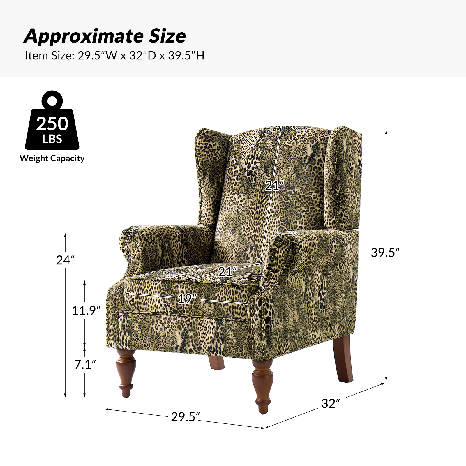 Ivan Leopard Print Nailhead Trim Rolled Arm Accent Chair 5 Ivan Leopard Print Nailhead Trim Rolled Arm Accent Chair - Image 5