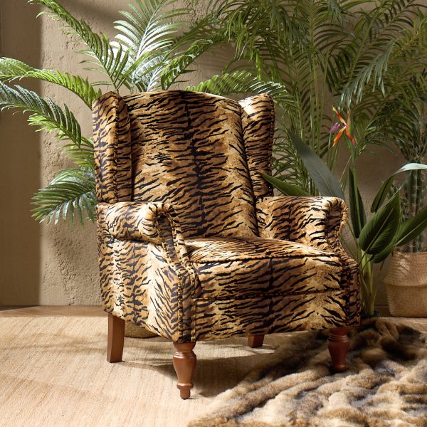 Ivan Rolled Arm Nailhead Trim Animal Print Accent Chair 1