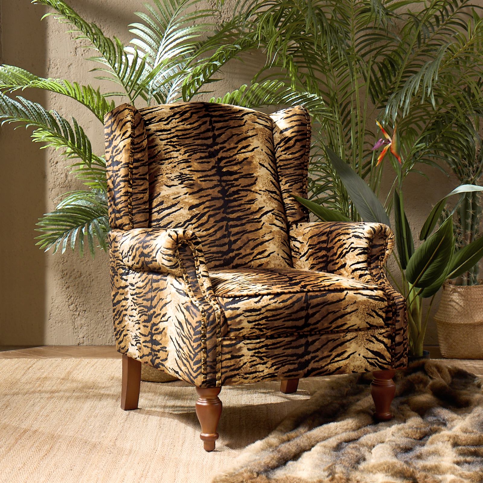 Ivan Rolled Arm Nailhead Trim Animal Print Accent Chair 2 Ivan Rolled Arm Nailhead Trim Animal Print Accent Chair - Image 2