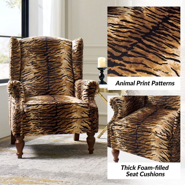 Ivan Rolled Arm Nailhead Trim Animal Print Accent Chair 2
