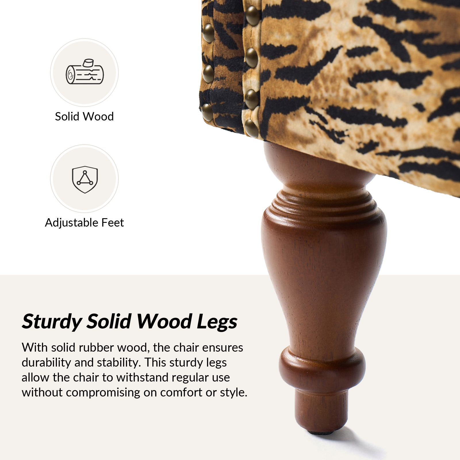 Ivan Rolled Arm Nailhead Trim Animal Print Accent Chair 4 Ivan Rolled Arm Nailhead Trim Animal Print Accent Chair - Image 4