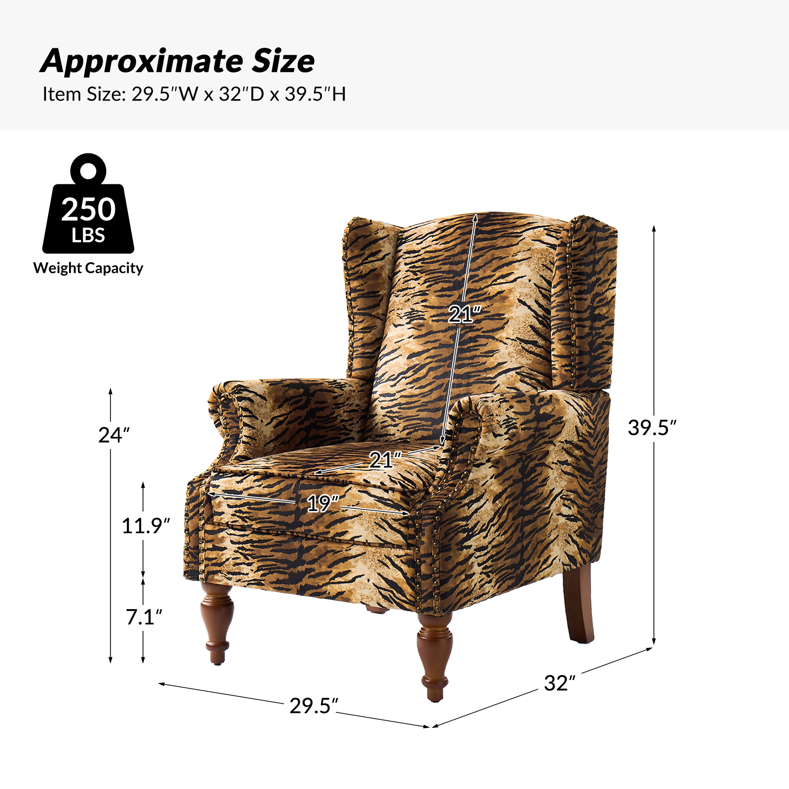 Ivan Rolled Arm Nailhead Trim Animal Print Accent Chair 5 Ivan Rolled Arm Nailhead Trim Animal Print Accent Chair - Image 5