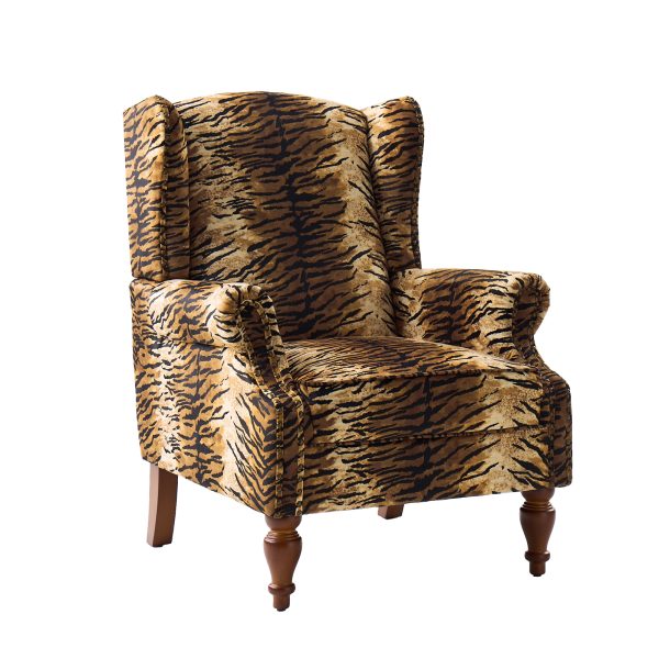 Ivan Rolled Arm Nailhead Trim Animal Print Accent Chair