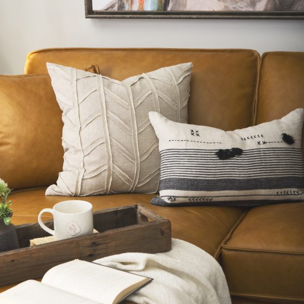 Ivivva 20L x 20W Beige Fabric Textured Decorative Pillow Cover 1
