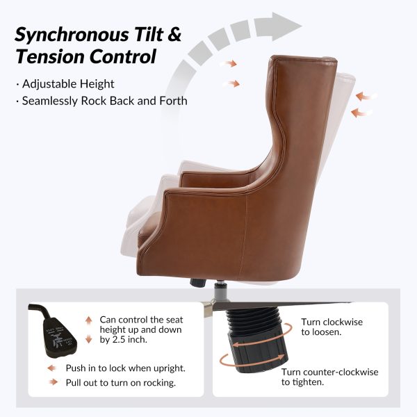 Ivo Black Leather Wingback Swivel Adjustable Height Office Chair 3