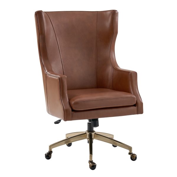 Ivo Black Leather Wingback Swivel Adjustable Height Office Chair