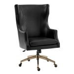 Ivo Black Leather Wingback Swivel Office Chair