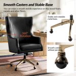 Ivo Black Leather Wingback Swivel Office Chair