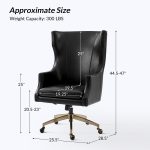 Ivo Black Leather Wingback Swivel Office Chair