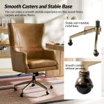 Ivo Leather Wingback Swivel Office Chair Adjustable Height Camel