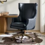Ivo Navy Leather Wingback Swivel Adjustable Height Office Chair 7 Ivo Navy Leather Wingback Swivel Adjustable Height Office Chair