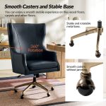 Ivo Navy Leather Wingback Swivel Adjustable Height Office Chair 8 Ivo Navy Leather Wingback Swivel Adjustable Height Office Chair