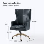 Ivo Navy Leather Wingback Swivel Adjustable Height Office Chair 10 Ivo Navy Leather Wingback Swivel Adjustable Height Office Chair
