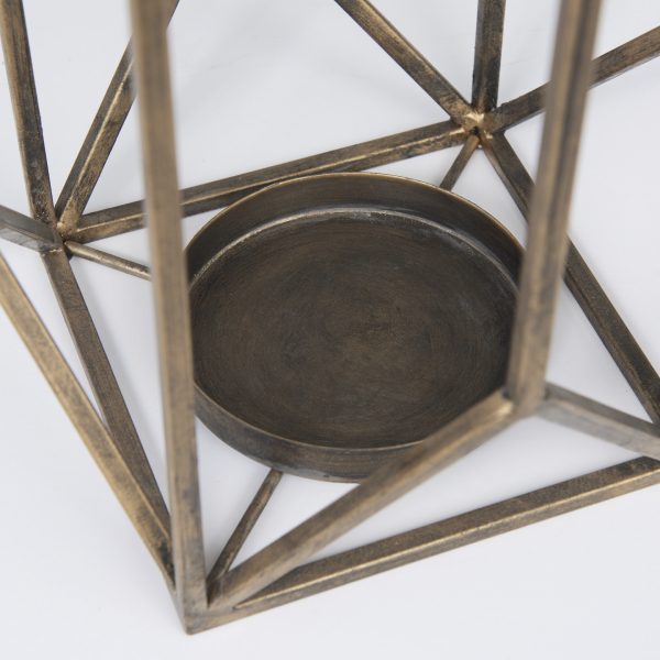 Ivy Large Gold Metal Geometric Cage Candle Holder Lantern 11