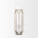 Ivy Large Gold Metal Geometric Cage Candle Holder Lantern